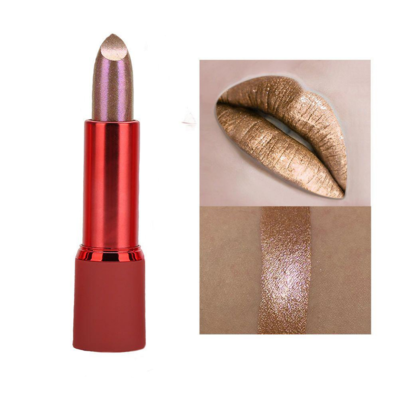 Glitter ลิปสติก Waterproof Metallic Lip Gloss กันน้ำ Pearl Lip Gloss สำหรับผู้หญิงเครื่องสำอางค์ลิปสติก