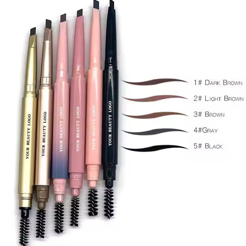สินค้าใหม่ Double Head ผงอัตโนมัติกันน้ำโลโก้ Eye Brow ดินสอเขียนคิ้วพร้อมแปรง 5 สี