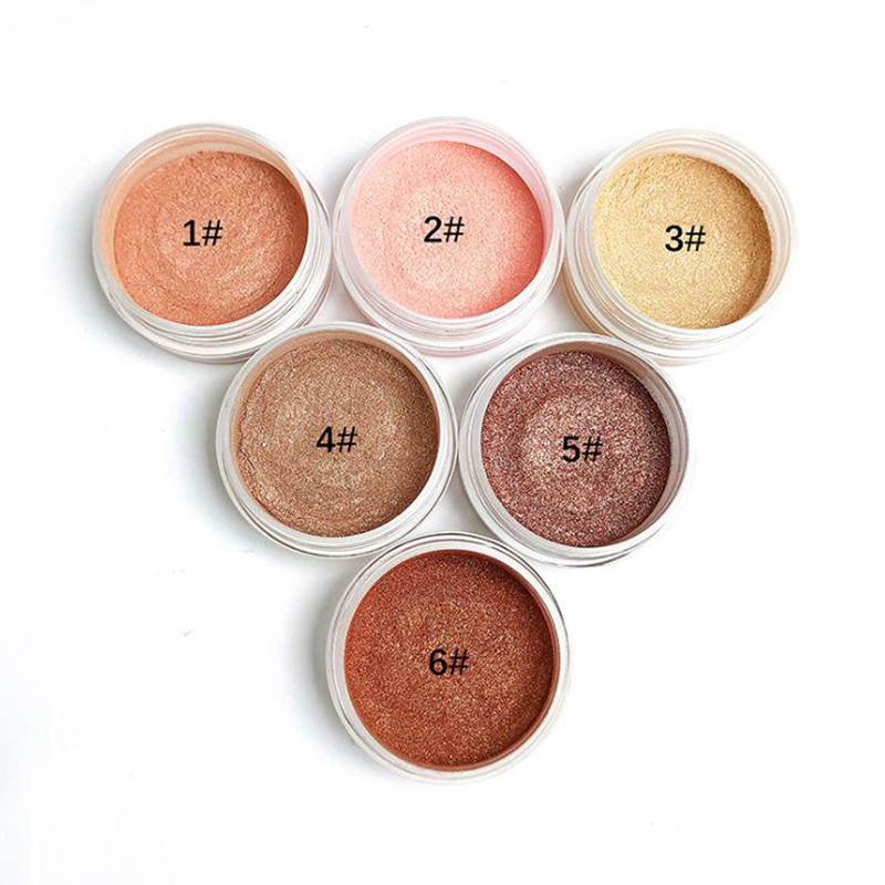 6 สีแต่งหน้าระเบิดระยิบระยับ Shimmering Flash Body Face Contour เครื่องสำอางค์ Bronze Highlighter Ball Puff