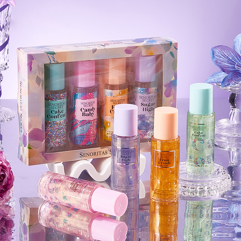 4 ชิ้น 75 มิลลิลิตร * 4 น้ำหอม Eau De Parfum Florals บอดี้สเปรย์ฟรุ๊ตตี้หญิง 75 มิลลิลิตรชุดของขวัญหมอกร่างกาย