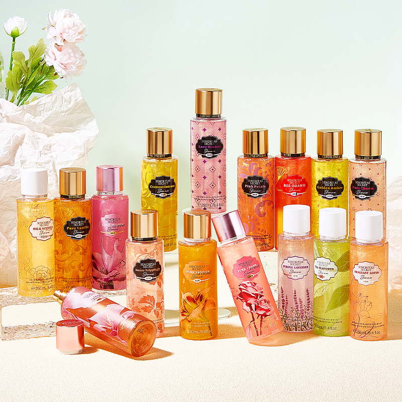 สเปรย์ฉีดผิวกาย 250 มล. น้ำหอมกลิตเตอร์ชิมเมอร์สเปรย์กลิ่นดอกไม้หมอกละเอียด Body Splash Mist สำหรับผู้หญิง