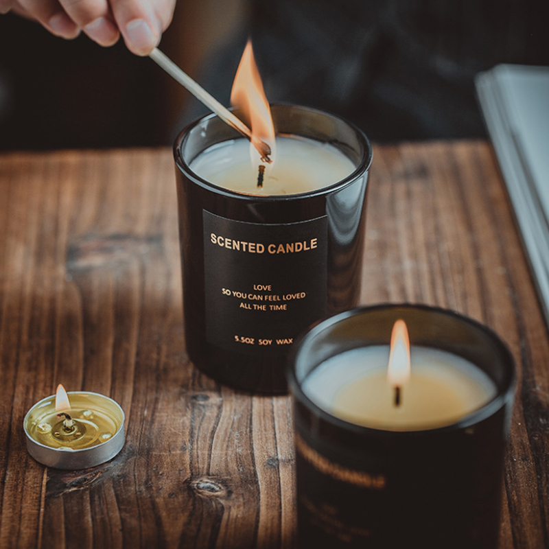 เทียนหอมอโรมาจากโรงงานขี้ผึ้งถั่วเหลืองธรรมชาติ 160 กรัม